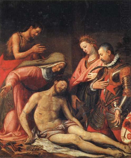 The Depostition from the Cross with the Virgin,SS.Johnt the Baptist and Catherine of Alexandria,and the Patron,Bal-dassarre Suarez, Santi Di Tito